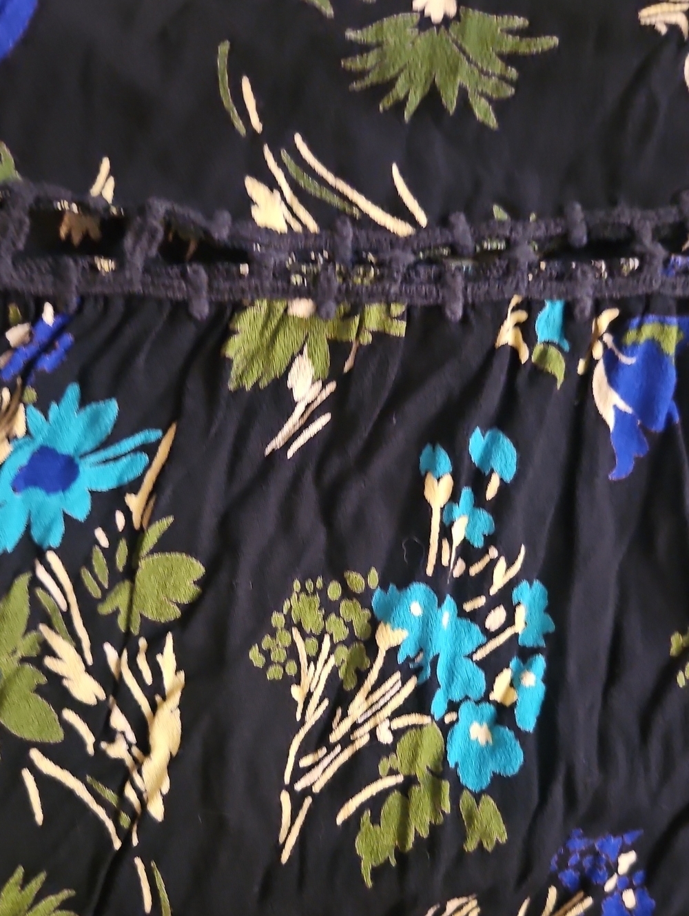 Free People Black Floral Backless Maxi Dress with Blue & Cream Accents - Picture 12 of 14